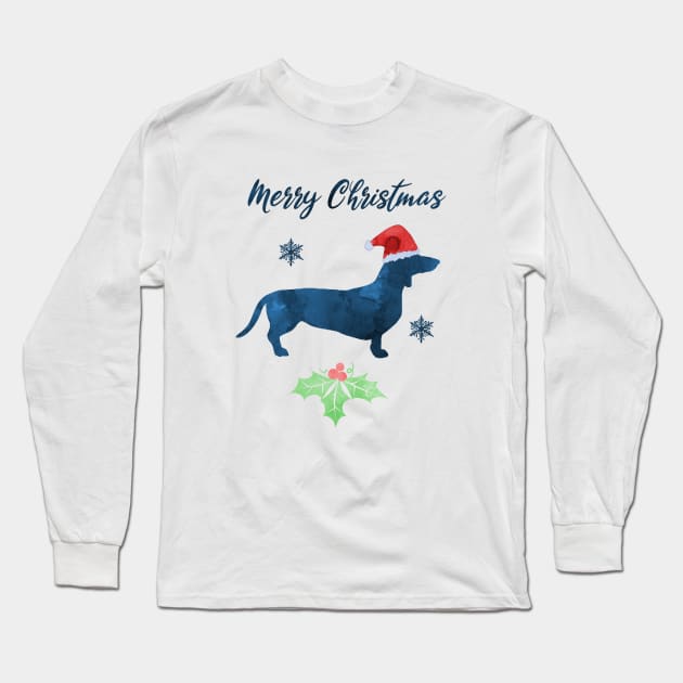 Christmas Dachshund Art Long Sleeve T-Shirt by TheJollyMarten
